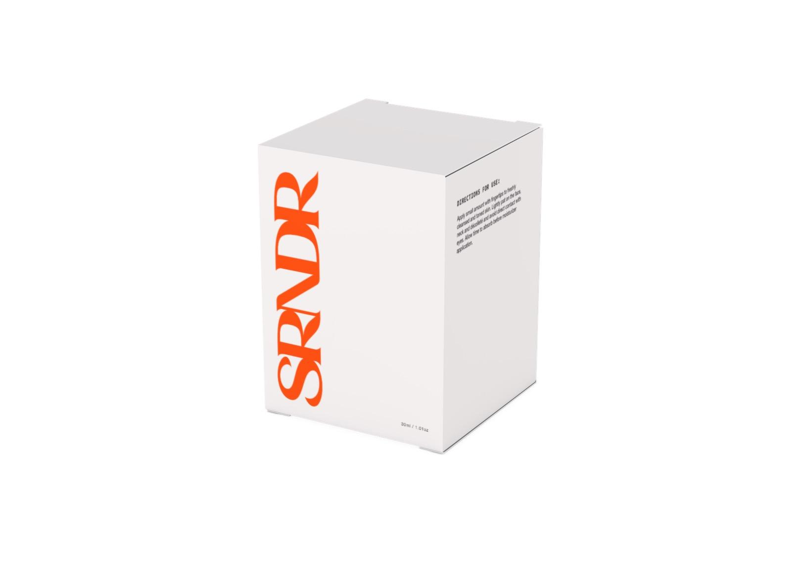 SRNDR Skincare product box mockup